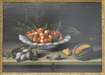 Moillon, Coupe de cerises, prunes, melon, 1633, Le Louvre